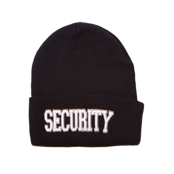 Cuffed Embroidered Security Text Style Beanie