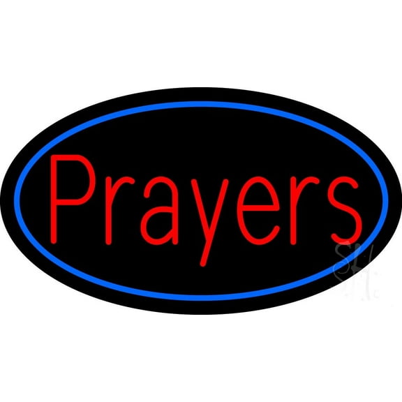 Red Prayers LED Neon Sign 20" Tall x 37" Wide - inches Black Square Cut Acrylic Backing, with Dimmer - Premium built indoor Sign for Home décor, Event, Religious place, Store interior, Office.