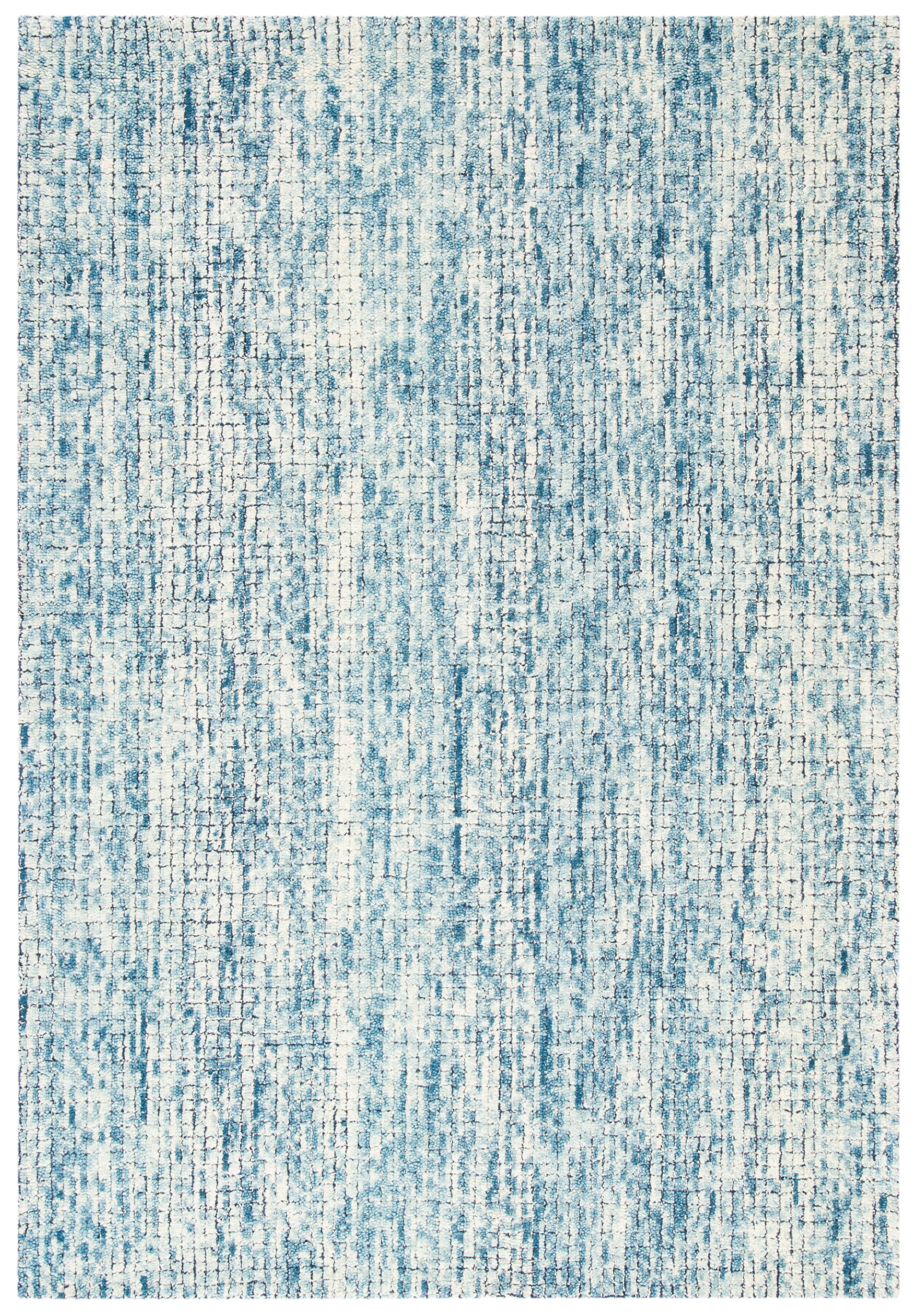 SAFAVIEH Abstract Devyn Geometric Wool Area Rug, Ivory/Navy, 4' x 6'