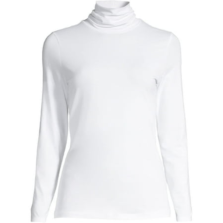 Lands' End Women LWCM Shaped Turtleneck White Petite Small