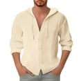 thumbnail image 1 of Men Spring Jacket Cardigan with Hooded Long Sleeve Button Front Jacquard Weave Solid Tone Casual Shirt, 1 of 3