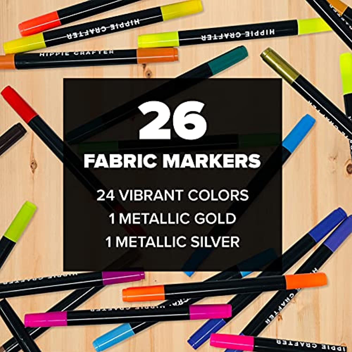 Hippie Crafter Fabric Markers Permanent for Clothes T Shirts Shoe  Decorating Fabric Pens 26 Pack 