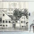 thumbnail image 1 of Croatia Shower Curtain, Sketchy Design of European City Zagreb with Nostalgic Houses, Fabric Bathroom Set with Hooks, 69W X 75L Inches Long, Ivory and Charcoal Grey, by Ambesonne, 1 of 3