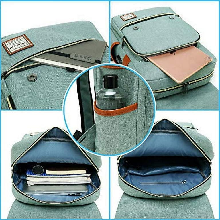 MANCIO Slim Laptop Backpack with USB Charging Port Vintage Tear Resistant Business Bag for Travel College School Casual Daypacks for Man Women Fits up to 15.6Inch MacBook Green Walmart