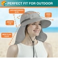 thumbnail image 5 of SUN CUBE Women Sun Hat Neck Flap Cover, UV Protection Wide Brim Fishing Hat, Ponytail Hole Hiking Hat, Foldable Beach Cap Gardening Camping Outdoor Safari Sun Hat, Summer Travel Gifts UPF 50+, Gray, 5 of 7