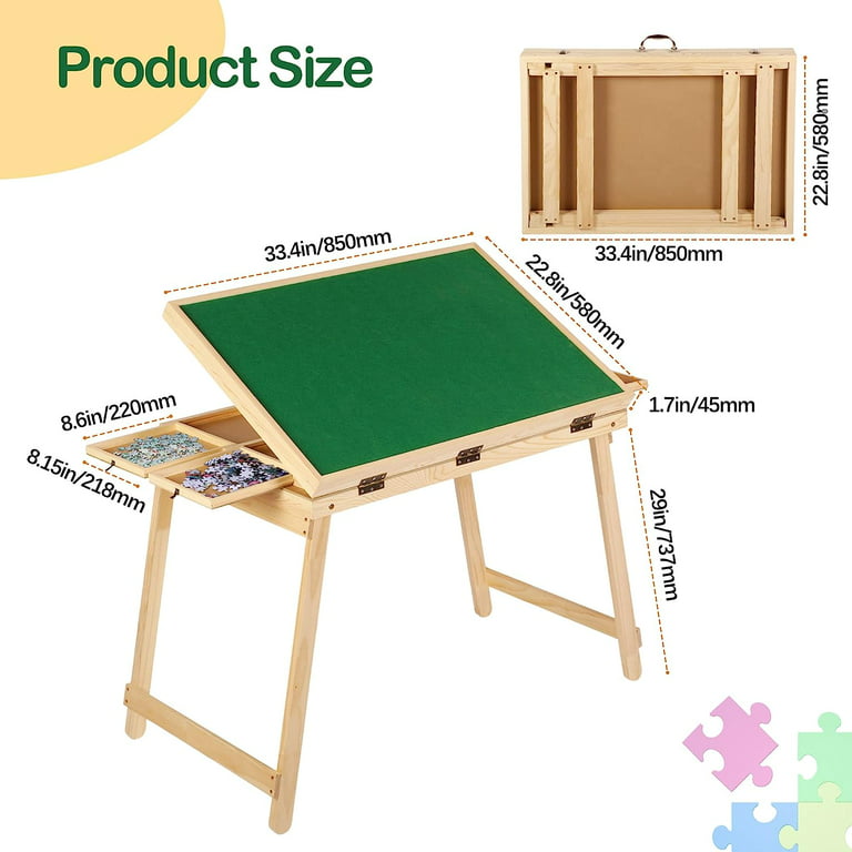 Adjustable Jigsaw Puzzle Board with Cover, Wooden Puzzle Easel Board for  Adults