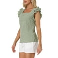 thumbnail image 4 of INSPIRAR CHIC Blusas de Cuadros para Mujeres con Cuello Cuadrado y Mangas de Volante Verano XL Verde Oscuro, 4 of 6