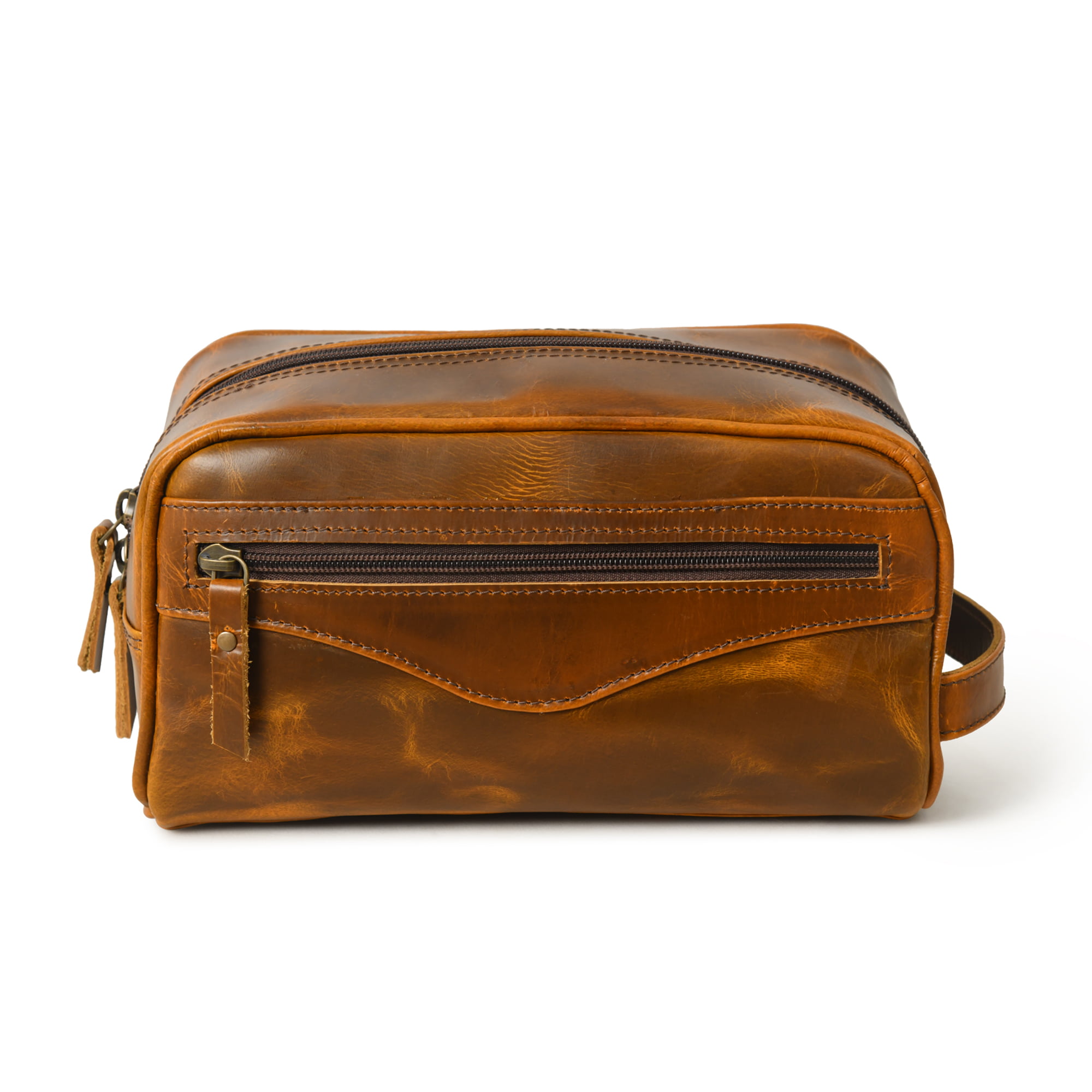 john lewis leather toiletry bag brown paisley print lining rare mens Travel  Bag
