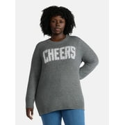 Terra & Sky Women's Plus Holiday Talking Sweater, Midweight, Sizes 0X-4X