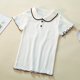 thumbnail image 5 of Camisa de punto Mujer Verano con volantes Manga corta Cuello de muñeca Casual Top, Blanco Advancent AP001288-01B, 5 of 7