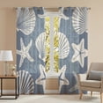 Image showcasing Blue Coastal Sheer Curtains 84 Inch Long 2 Panels, Starfish Shell Ocean ...