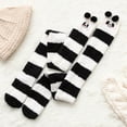 thumbnail image 2 of Yigetop Socks for Women Womwn Coral Fleece Socks Over The Knee Thicken Warm Sleeping Towel Striped Socks Gifts for Women Black One Size, 2 of 3
