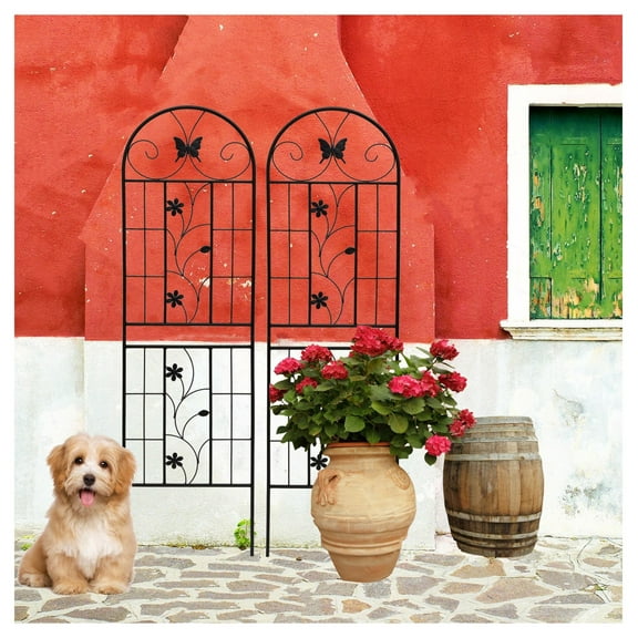 2 Pack Metal Garden Trellis 71" x 19.7" Rustproof Trellis for Climbing Plants Outdoor Flower Support Black