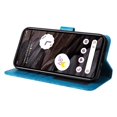 thumbnail image 6 of SaniMore for Google Pixel 7A Wallet Case, Shockproof PU Leather Stand Cover with Card Slot Flip Kickstand Embossed Flower Magnetic Clasp Wrist Strap for Google Pixel 7A, ,Blue, 6 of 9