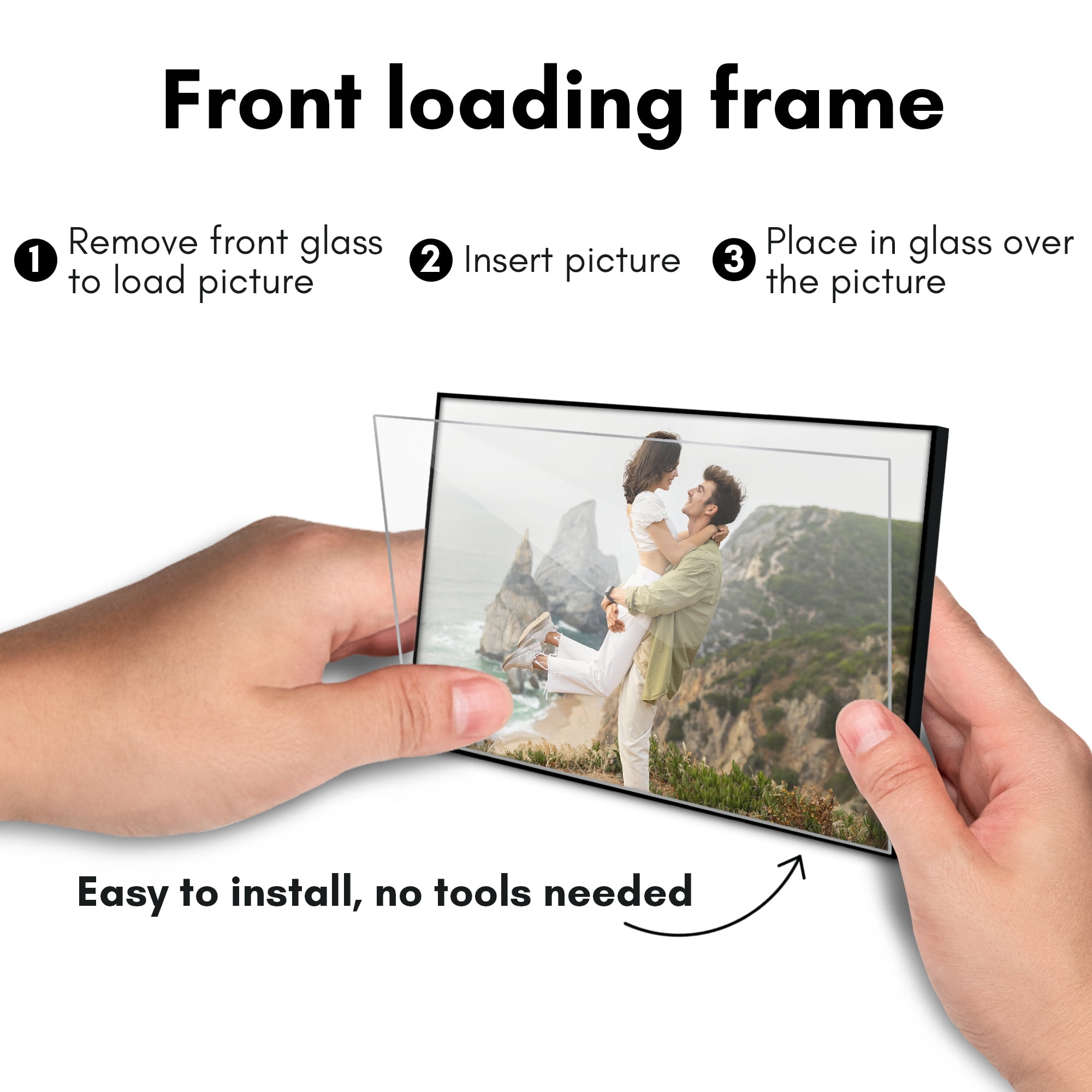 Americanflat 4x6 Front Loading Picture Frame with Shatter-Resistant Glass 6 Pack Metropolitan Photo - Black