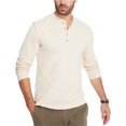thumbnail image 1 of Camiseta henley de punto waffle resistente a la intemperie para hombre, blanco hueso, pequeña, 1 of 1