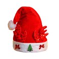 thumbnail image 2 of Dserfhy Christmas Hat Children Red Velvet Santa Hat with Cartoon Antler Pattern Decoration Festive Holiday Party Supplies, 2 of 8