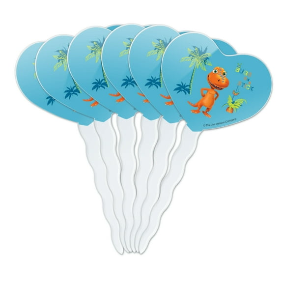 Dinosaur Train Bugs on a Stick Buddy T-Rex Heart Love Cupcake Picks Toppers Decoration Set of 6