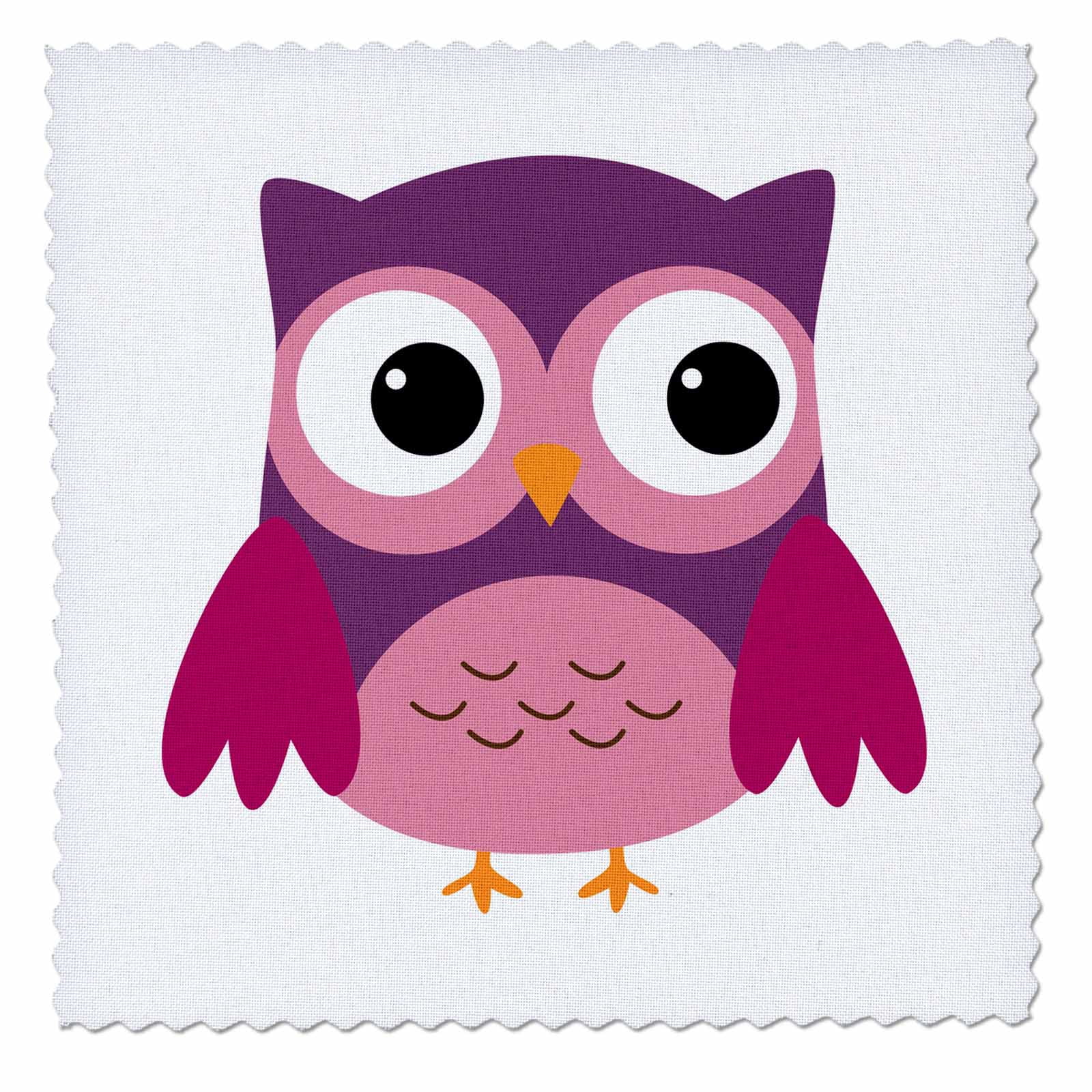3dRose Cute Purple Owl - Quilt Square, 8 by 8-inch - Walmart.com