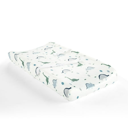 UPC: 0194938029070 | Lush Decor Dinosaurs Roar Soft & P Changing Pad Cover Dusty Teal/Gray Single 16X32X5