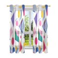 thumbnail image 7 of Yayeee Window Curtains Light Filtering 63"x42" Grommet Panel Pair Home Living Room Decor, Green Retro Shapes, 7 of 7