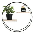 thumbnail image 2 of Wooden Iron Wall Shelf Wall-Mounted Storage Rack Organizer Holder Floating Shelves Display Home Decor Round Design, 2 of 7