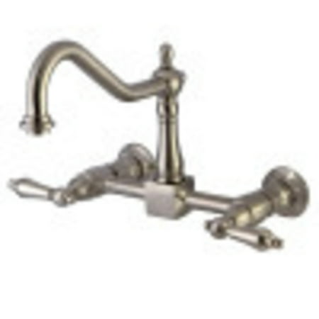 Kingston Brass KS1248AL Heritage Wall Mount Bridge Kitchen Faucet Brushed Nickel