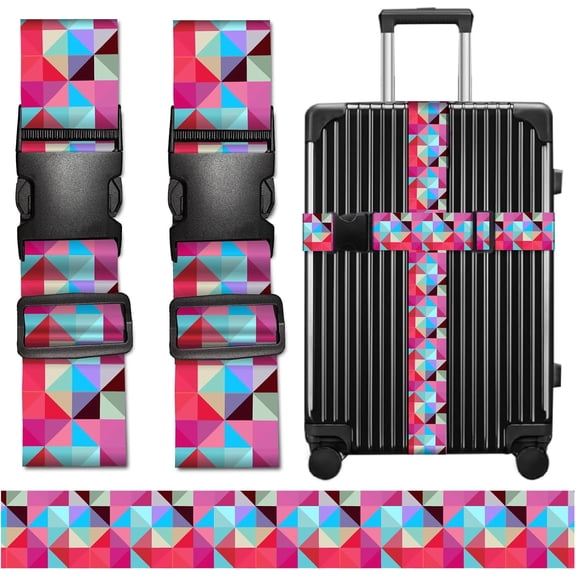 2Pcs Adjustable Luggage Belts Luggage Straps for Suitcases Colorful Block Print Belts Travel Accessories Straps with Quick Release
