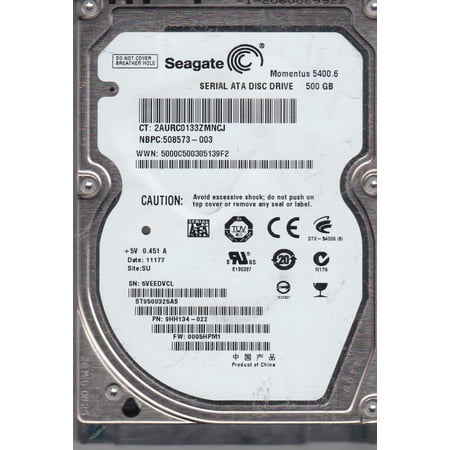ST9500325AS, 5VE, SU, PN 9HH134-022, FW 0005HPM1, Seagate 500GB SATA 2.5 Hard Drive