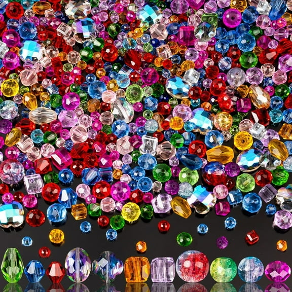GuassLee 636pcs Glass Beads for Jewelry Making - Colorful Rainbow Craft Crystal Beads with Loose Beads Sparkly Beads Hole Drilled DIY for Bracelets Craft Earrings Making