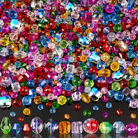 GuassLee 636pcs Glass Beads for Jewelry Making - Colorful Rainbow Craft Crystal Beads with Loose Beads Sparkly Beads Hole Drilled DIY for Bracelets Craft Earrings Making
