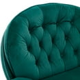 thumbnail image 6 of Velvet Accent Chair with Ottoman, Modern Swivel TV Chair with Round Metal Base, Tufted Upholstered Recliner Set for Living Room, Bedroom, Reading Rooms, Green, 6 of 9