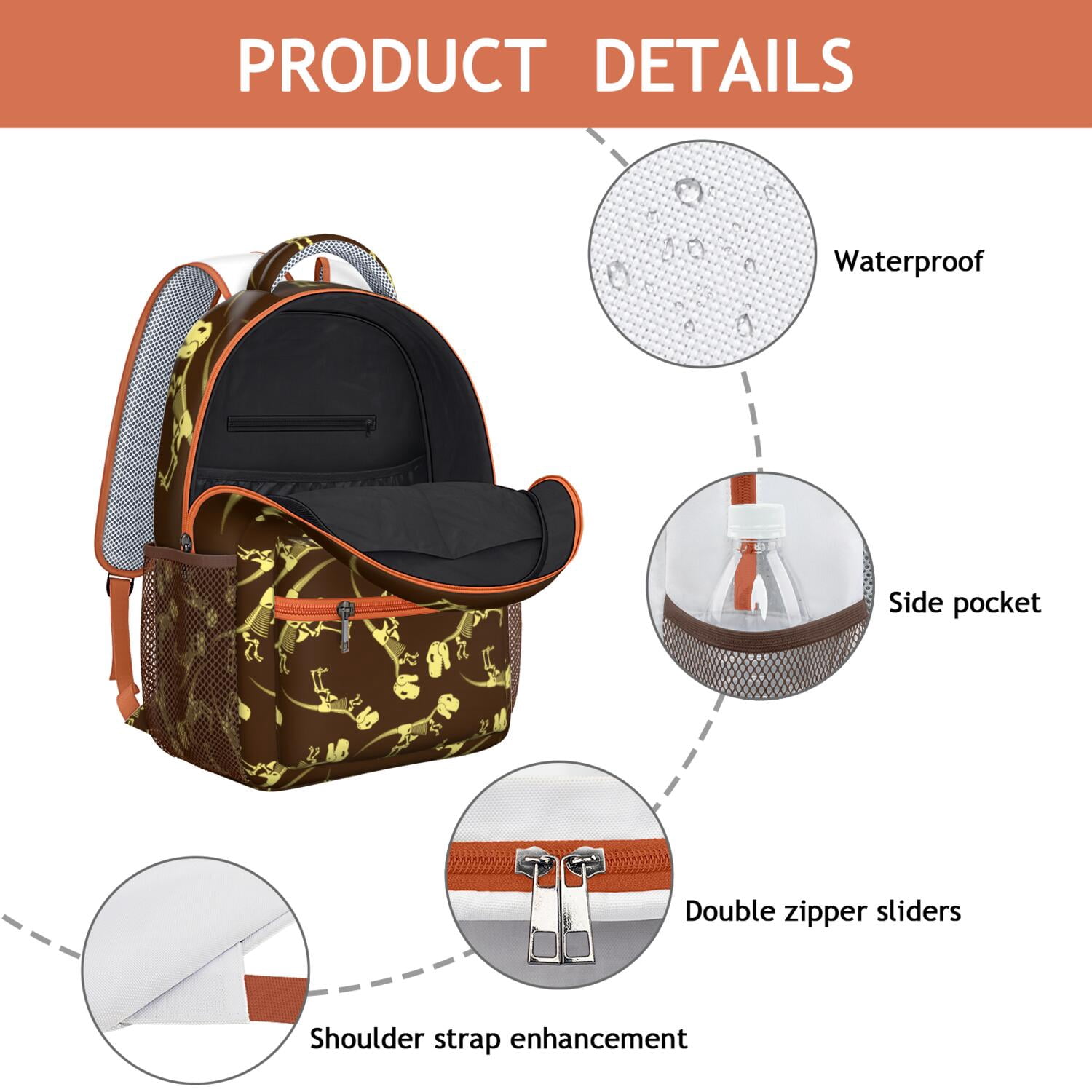 Colorful Dinosaur Lover Backpack - Breathable & Lightweight Student Bag with Hand-Drawn Dino Illustration