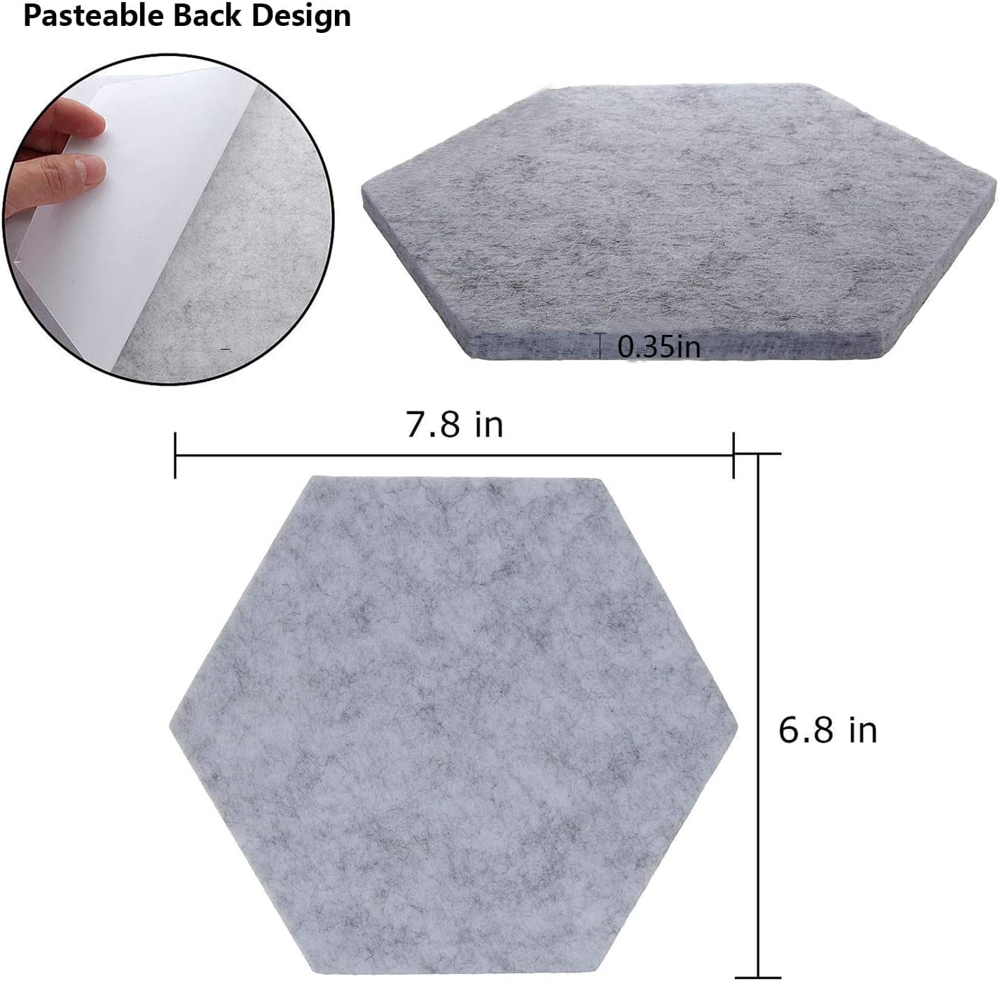 Hexagon Cork Board Tiles,Gray Felt Hexagon Tile Board for Wall Decor,Self Adhesive Wall Bulletin Boards for Notes,Photos,Memo,Pin Board,Office and Home Decor,12 Pieces