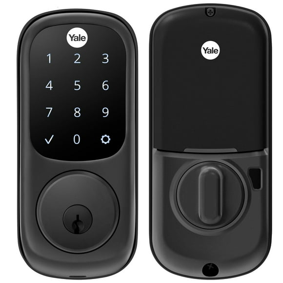 Cerradura de seguridad Yale con cerrojo, cerradura de puerta de entrada no conectada sin llave de níquel satinado con teclado digital y pantalla táctil para entrada de código, YRD256-NR-619