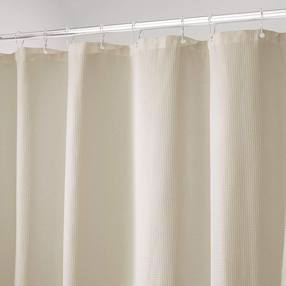 mDesign Cotton Blend Luxury Hotel Fabric Shower Curtain Long 72 x 84 ...