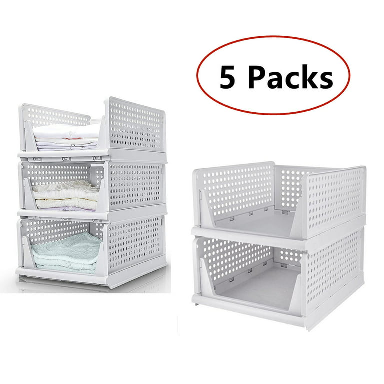 VANCORE Stackable Shelf Baskets Organizer Folding Wardrobe Closet  Organizers, Pull Out Drawer Organizer Containers Storage Bin for Home  Office Bedroom