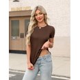 thumbnail image 2 of Camisas Zeagoo de manga corta para mujer, punto acanalado, cuello redondo, x3, 2 of 6