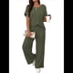 thumbnail image 1 of Conjunto de 2 Piezas para Mujer: Top Informal de Corta y Pantalón de Color Liso. Conjunto de 2 Piezas. Verde S, 1 of 8