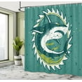 thumbnail image 5 of Ambesonne Green Shower Curtain, Shark Hunter Marine Art, 69"Wx84"L, Green, 5 of 5