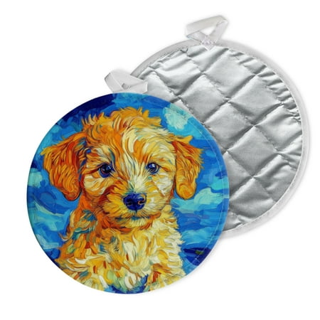 

2 PCS Pot Holders for Kitchen Potholders Sets with Hook for Oven Cooking Baking Fluffy Puppy Under The Blue Sky
