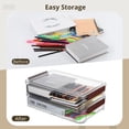 thumbnail image 4 of 2PCS Portable Project Cases, Plastic File Storage Box with Lids, Stackable Transparent Containers for File Stationery Photo Documents with Snap-Type Latch, 14.4" x 9.3" x 2.6", 4 of 7