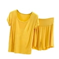 thumbnail image 5 of Jamicy Womens Pajamas 2 Piece Summer Loose Solid Color Pjs Home Wear Crew Neck Short Sleeve Sleepwear Set Soft Pajamas Set Casual Lounge Sets, 5 of 5