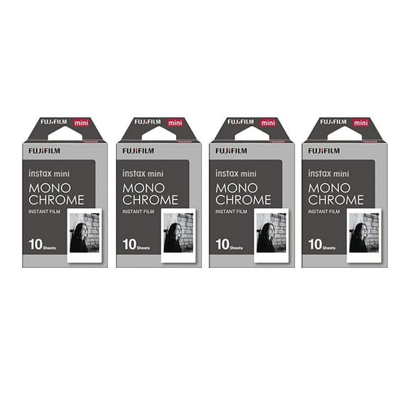 Película Fujifilm Instax Mini monocromática de 40 disparos, paquete de 4