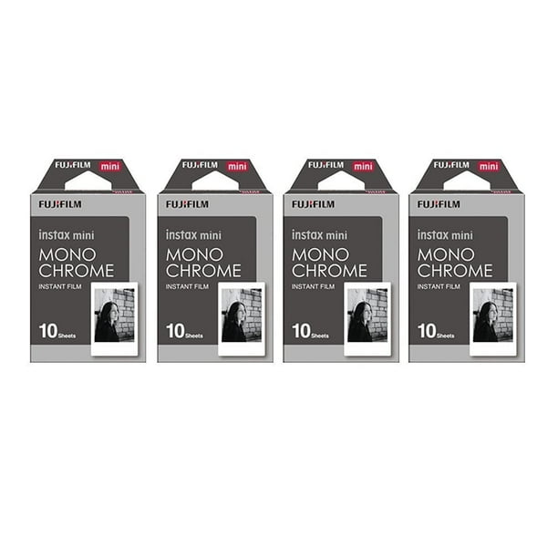 Película Fujifilm Instax Mini monocromática de 40 disparos, paquete de 4