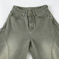 thumbnail image 4 of Bibifish Womens Jeans Olive Green High Waist Wide Leg Denim Pants Metal Button Detail Soft Oversized Fit Casual Daily Outings Trendy Retro Jeans, 4 of 9