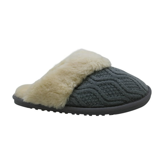 LAMO Womens Caroline Knit Scuff Slipper Shoes, Grey, US 7