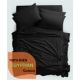 thumbnail image 2 of 1000 Thread Count, 100% Giza Egyptian Cotton Bedding Set, 6-PC Sheets Set, 10 Inch Deep Pocket of Fitted Sheet, Soft Sateen Weave Breathable - Black, RV-King, 2 of 7