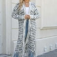 thumbnail image 3 of Womens Boho Open Front Long Cardigans Sweater Aztec Tribal Stripe Fringe Cardigan Kimono Duster Outwear, 3 of 5