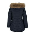 thumbnail image 3 of Womens Mid Length Puffer Coat with Faux Fur Trim Hood Long Sleeve Full-zip Plus Size Winter Jackets Zipper Pockets (3XL, Black), 3 of 7